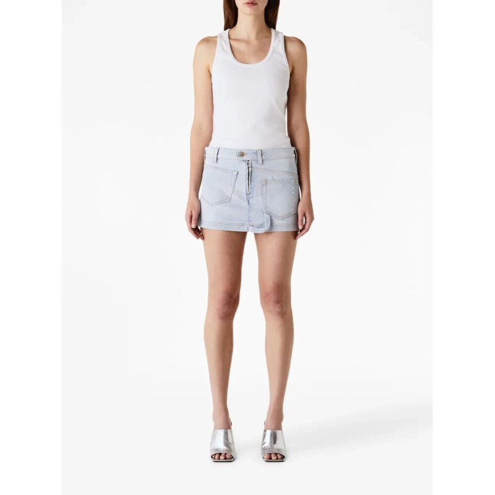 The Attico Blue Light Wash Denim Abra Mini Skirt NWT $470, Size Small